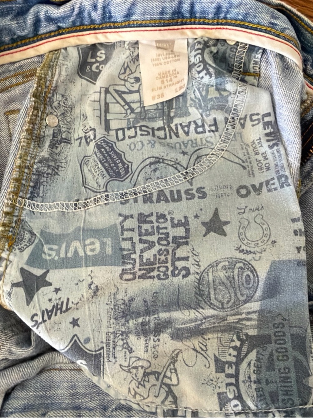 LEVI’S The Original Jeans Men's Waxed Slim Straight Denim 514 Light Blue Jeans - Picture 10 of 13